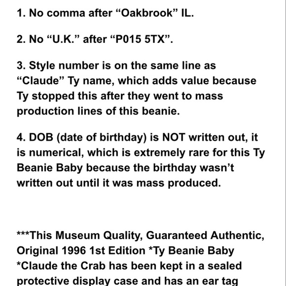 Claude the crab beanie baby - Picture 12 of 13